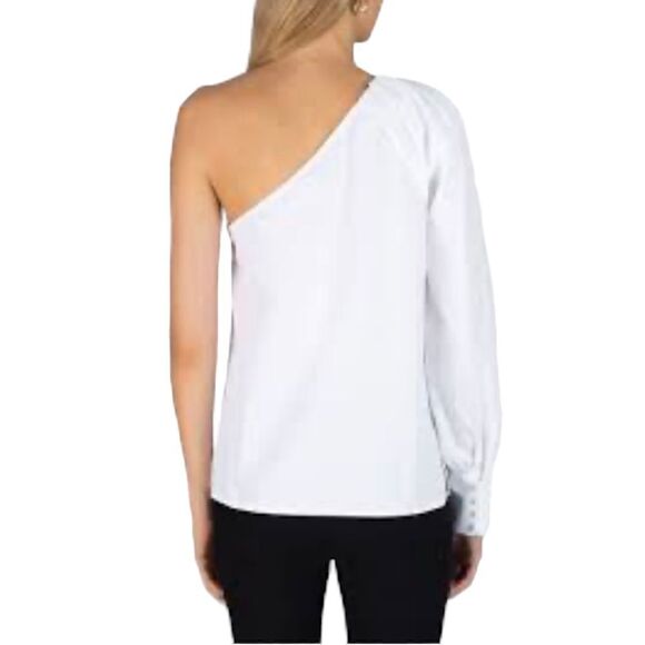 Derek Lam Collective White Elodie One Shoulder Blouse Size Small - Picture 2 of 8